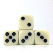 (Ivory White Opaque) 16mm D6 Pips dice 